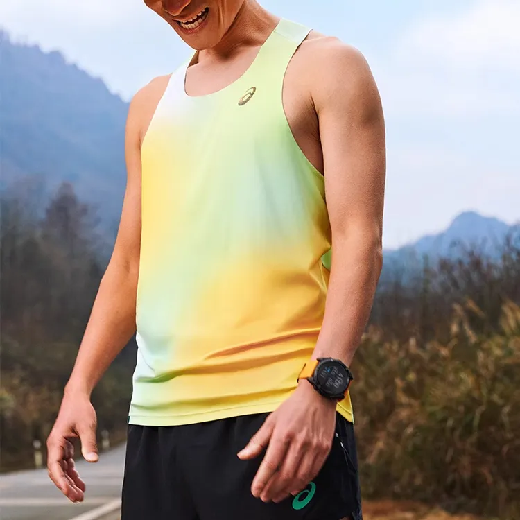 Asics Tank Top Unisex Orange Green Print-2