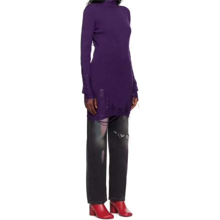 MM6 Maison Margiela Long Sleeved Dress Women's Purple-4