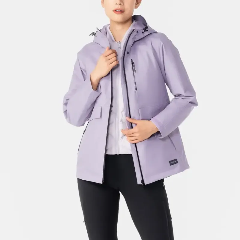 DECATHLON Waterproof And Warm Windbreaker Jacket Women's Purple/Light Gray-3