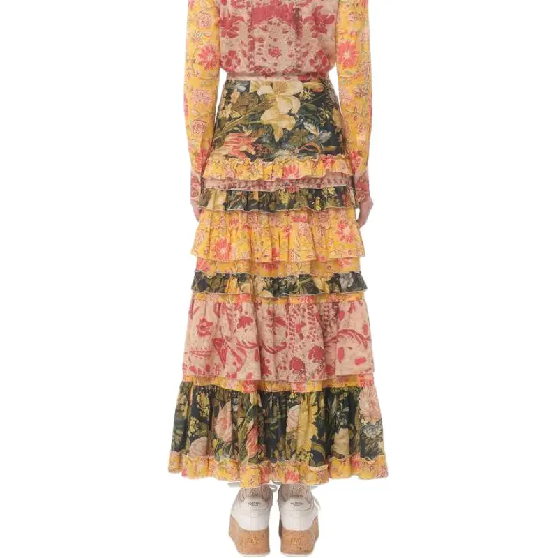 Valentino Floral Printed Ruffled Skirt-2