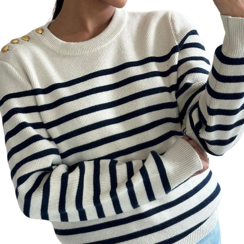 CELINE Striped Crewneck Knitted Jumper-2