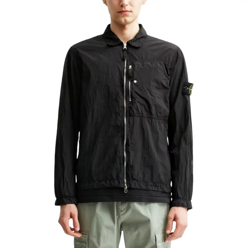 STONE ISLAND Logo Patch Crinkle Finish Overshirt-2
