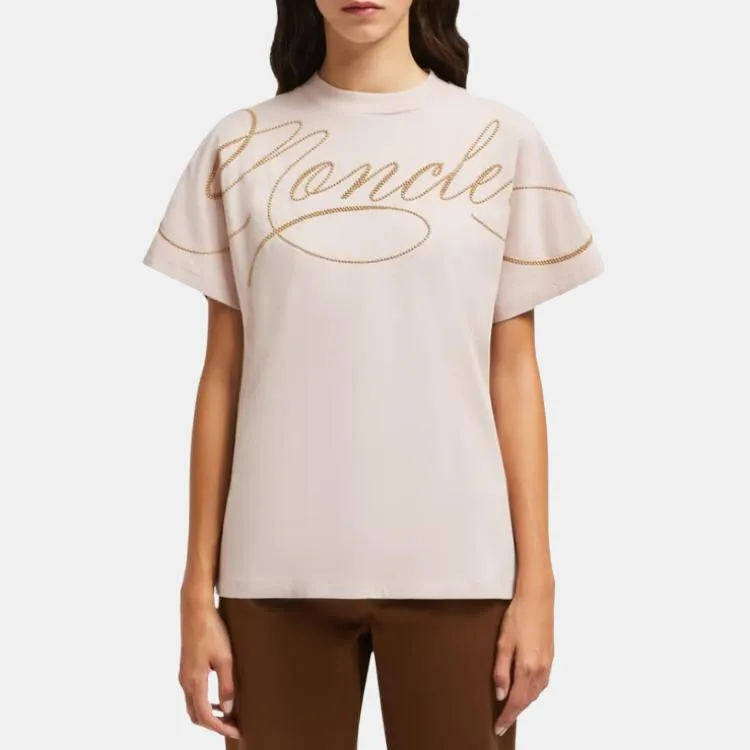 Moncler Embroidered Cursive Logo Crewneck T Shirt-1