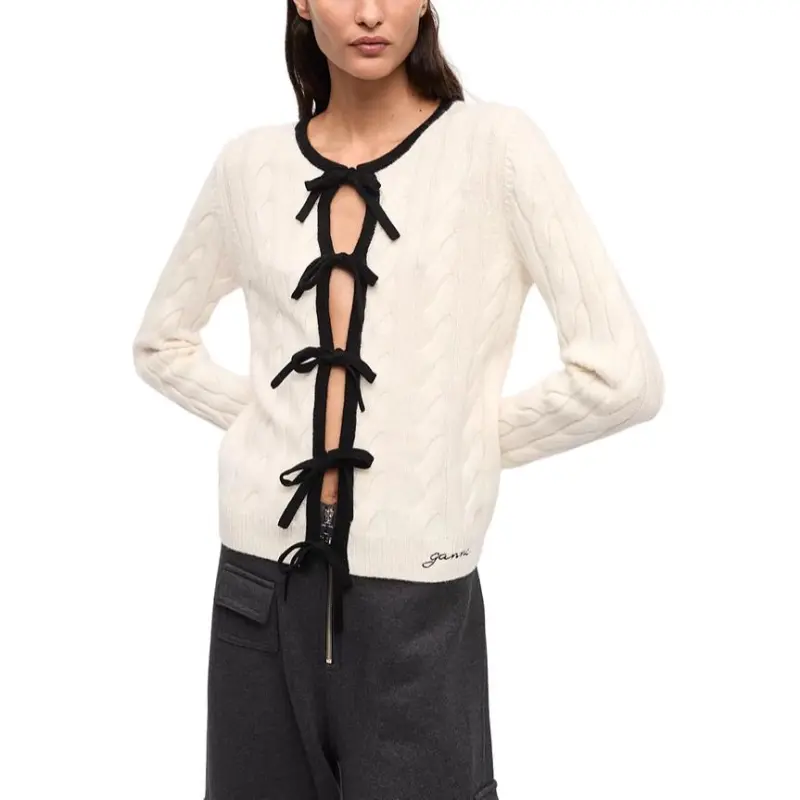 GANNI Lace up Fastening Cardigan-3