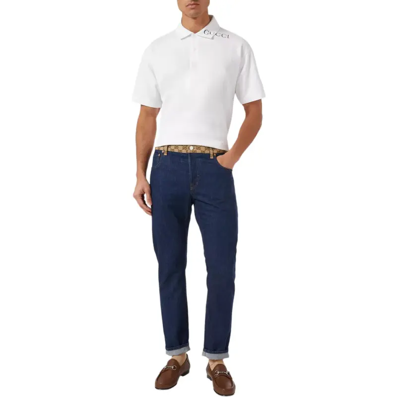 GUCCI Printed Short Sleeve Polo Shirt-3