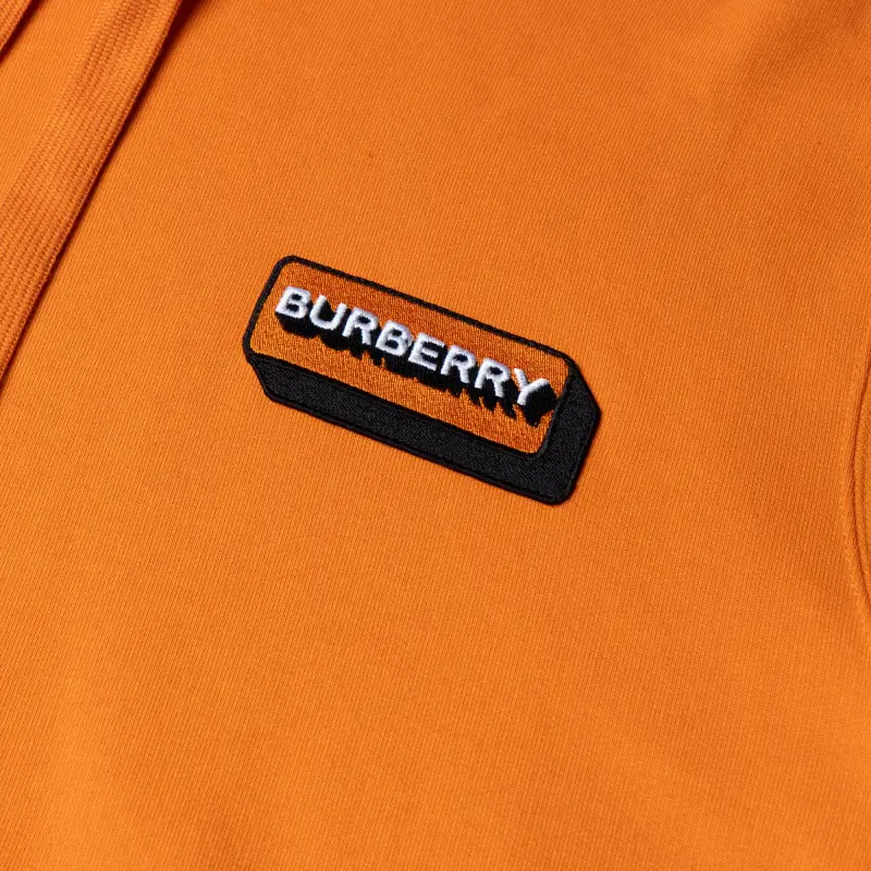 Burberry Logo Applique Cotton Hoodie-5