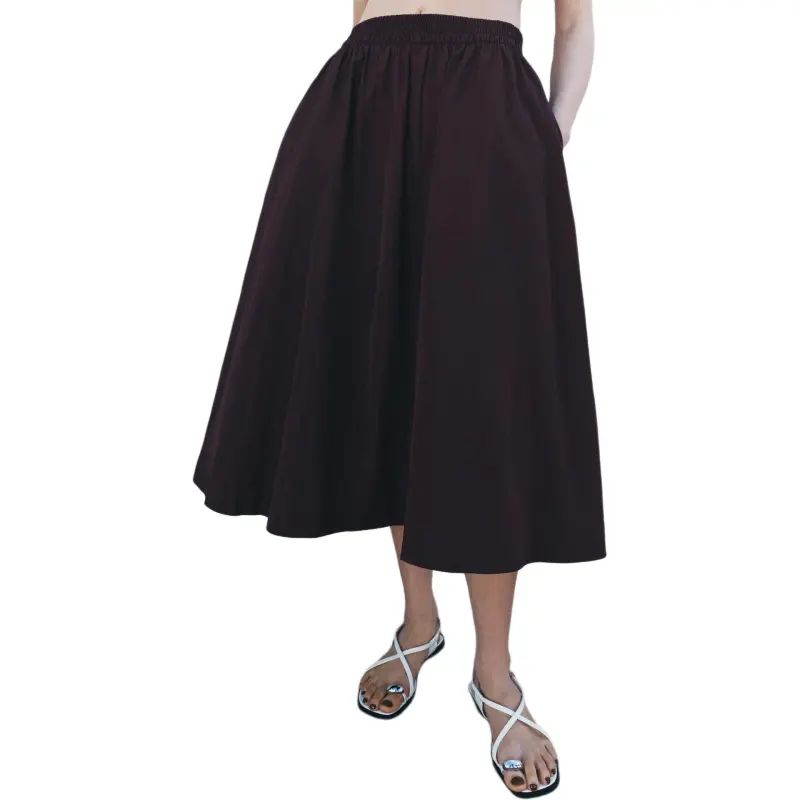 ZARA ZW Series Casual Long Skirt Women's Dark Red Color-3