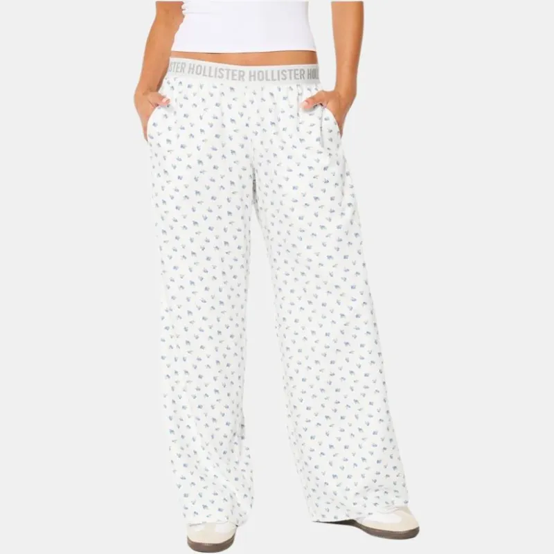 Hollister Casual Pants Women's White Floral-1