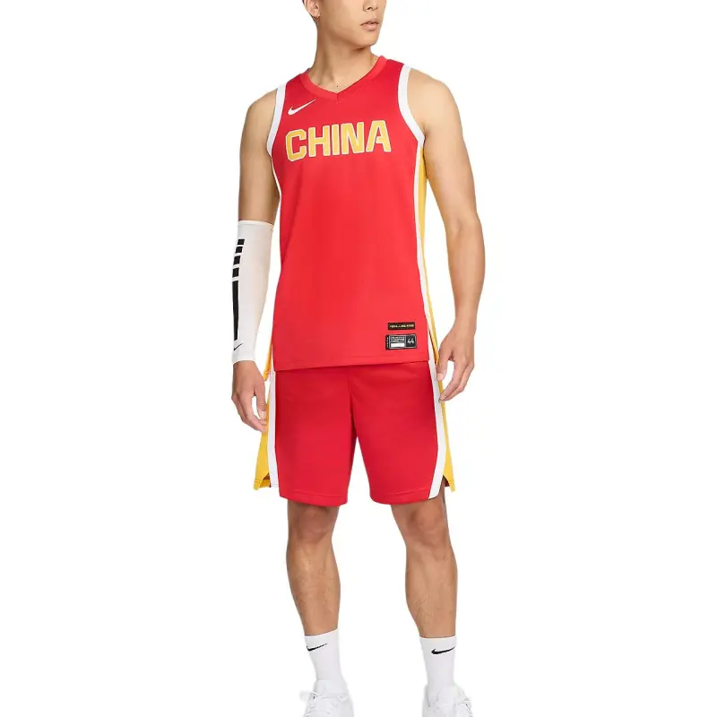 Nike Chinese Women's Basketball Team Olympic Series Basketball Jersey Men's Comet Red/Travel Yellow-1