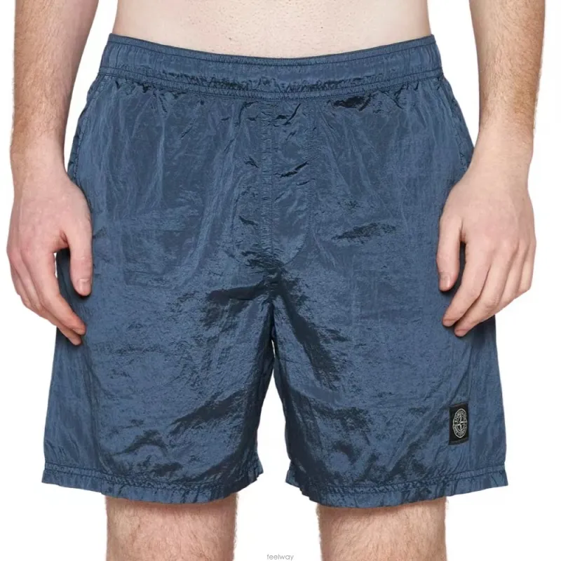 STONE ISLAND Logo embroidered Swim Shorts-1