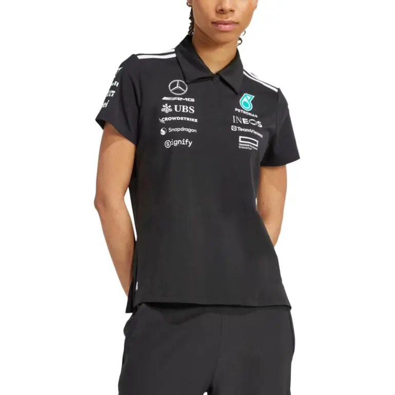 Adidas Women's Mercedes Amg Petronas Formula Team Polo Black/White-1