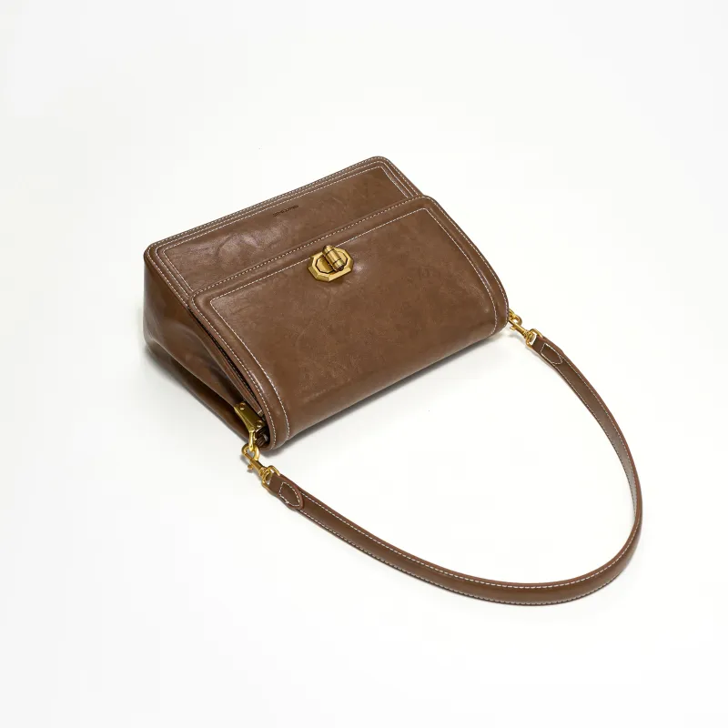 Simedin Cow Leather Crossbody Bag, Shoulder Bag, Small Square Bag Regular Women's Deep Black/Coffee-12