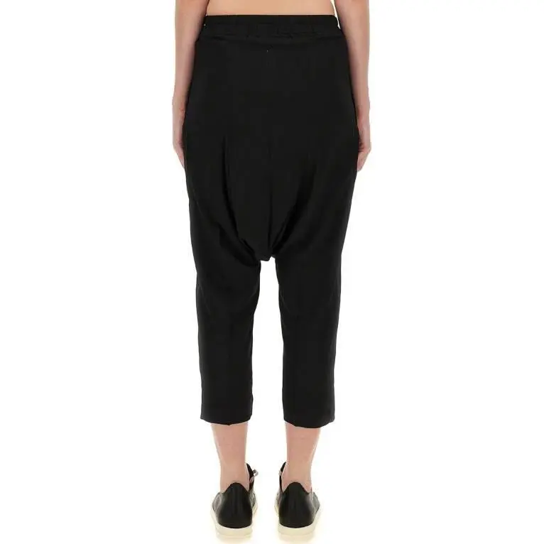RICK OWENS Drawstring Drop Crotch Cropped Trousers-1