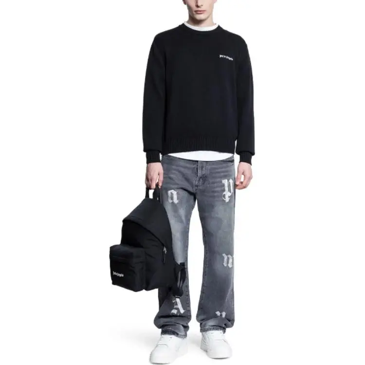 PALM ANGELS Logo Detailed Crew Neck Sweater-1