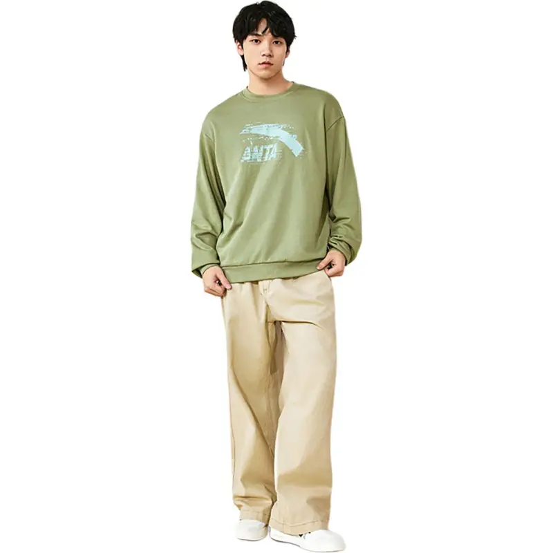 Anta Life Collection Sweatshirt Unisex Gray Pea Green-4