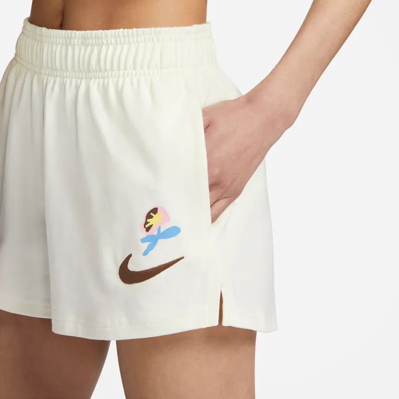 Nike Sportswear Women's Logo Print Elastic Shorts 'Sail White'-4