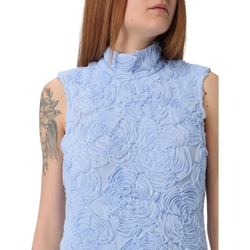 Rotate Flower Mesh Sleeveless Maxi Dress-4