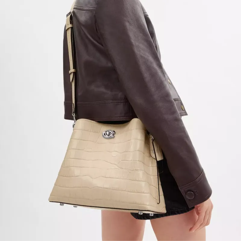 COACH Willow Leather One Shoulder Handbag Tubas Women's Ivory-6