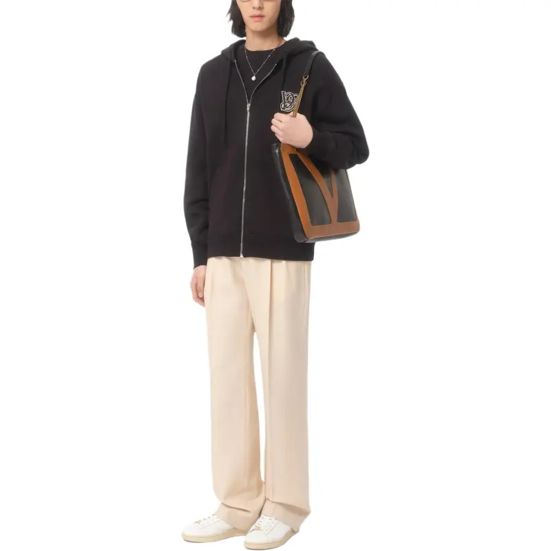 Valentino Logo patch Zip up Hoodie-1