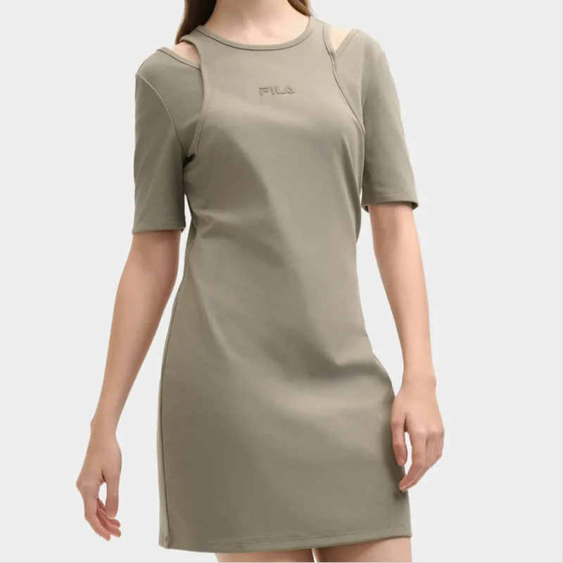 FILA ORIGINALE Short-Sleeved Dresses Women's Bean Green Brown-2