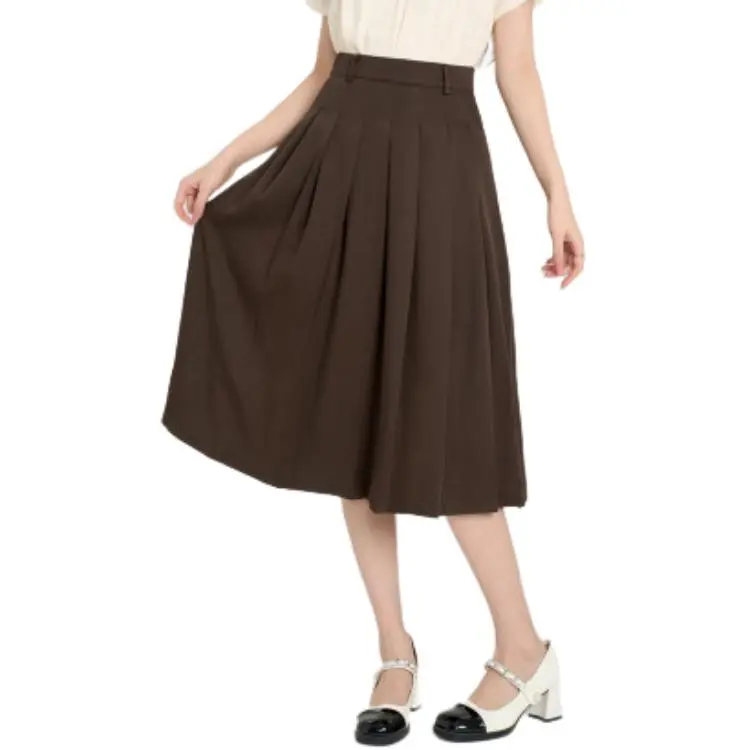 Beautiful Wardrobe Casual Long Skirt Women's Coffee-5
