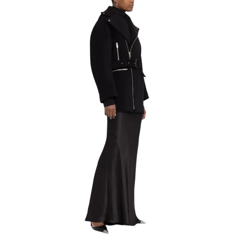 SAINT LAURENT Zip Up Belted Coat-3