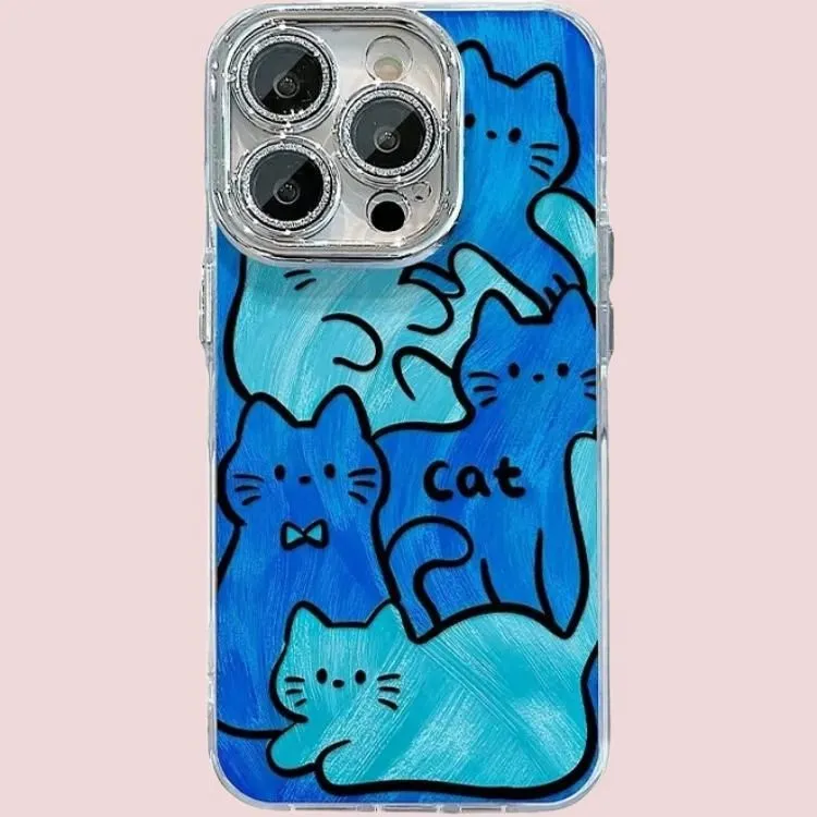 Wei Xin Acrylic Material Camlet Blue Kitten Phone Cases Compatible With IPhone 16/15 Pro Max/Apple 13/14 Pro/Max-1