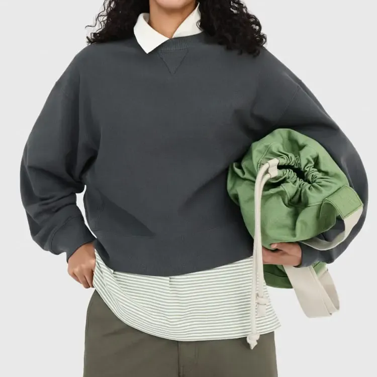 UNIQLO Cotton Sling Bag Regular Unisex Green-3