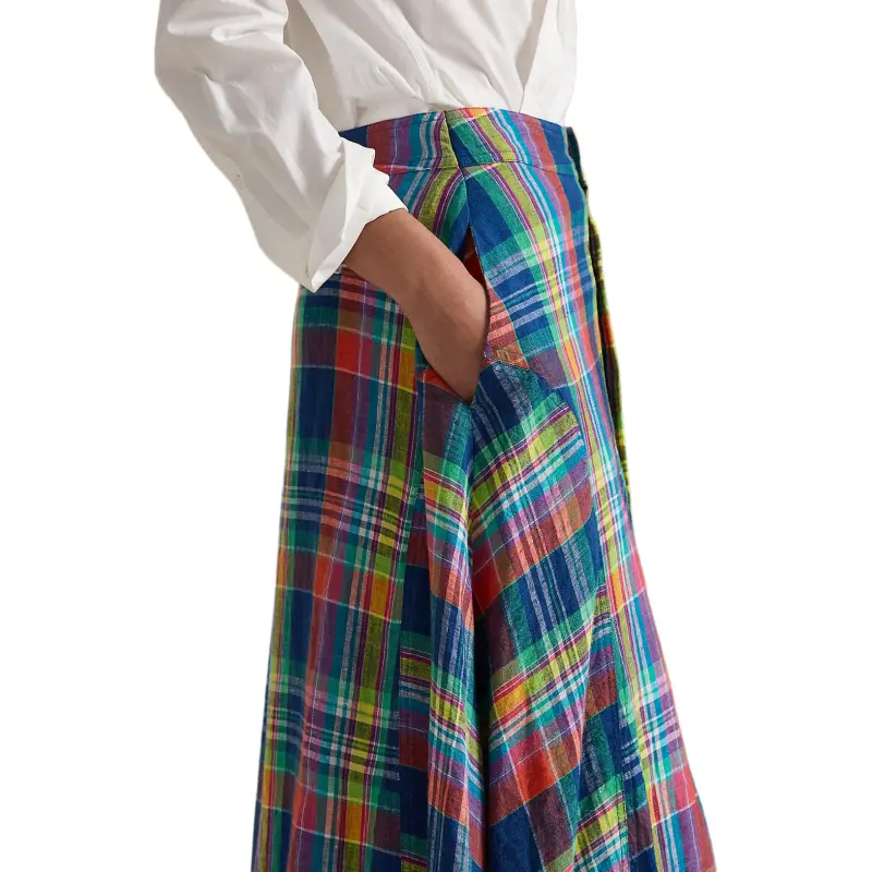 Polo Ralph Lauren Plaid Linen Skirt-3