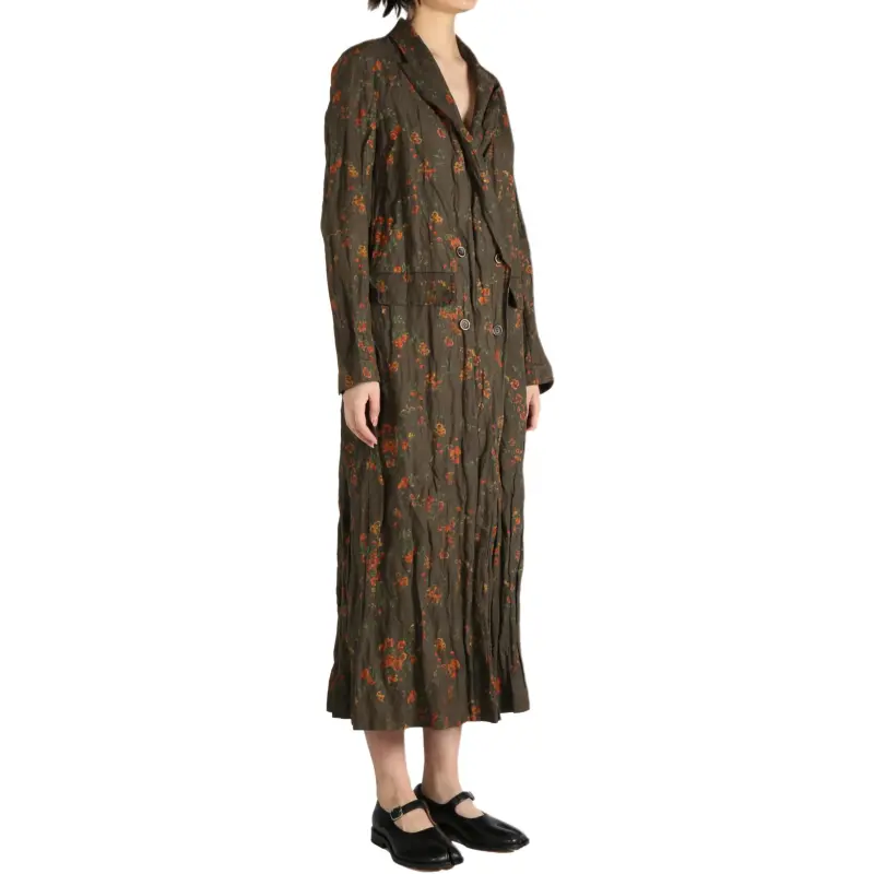 UMA WANG Floral Printed Double Breasted Coat-3
