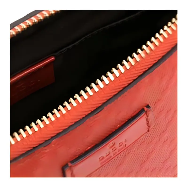 GUCCI Leather Toiletry Bag Clutch Makeup Bag Regular Women's Orange-3