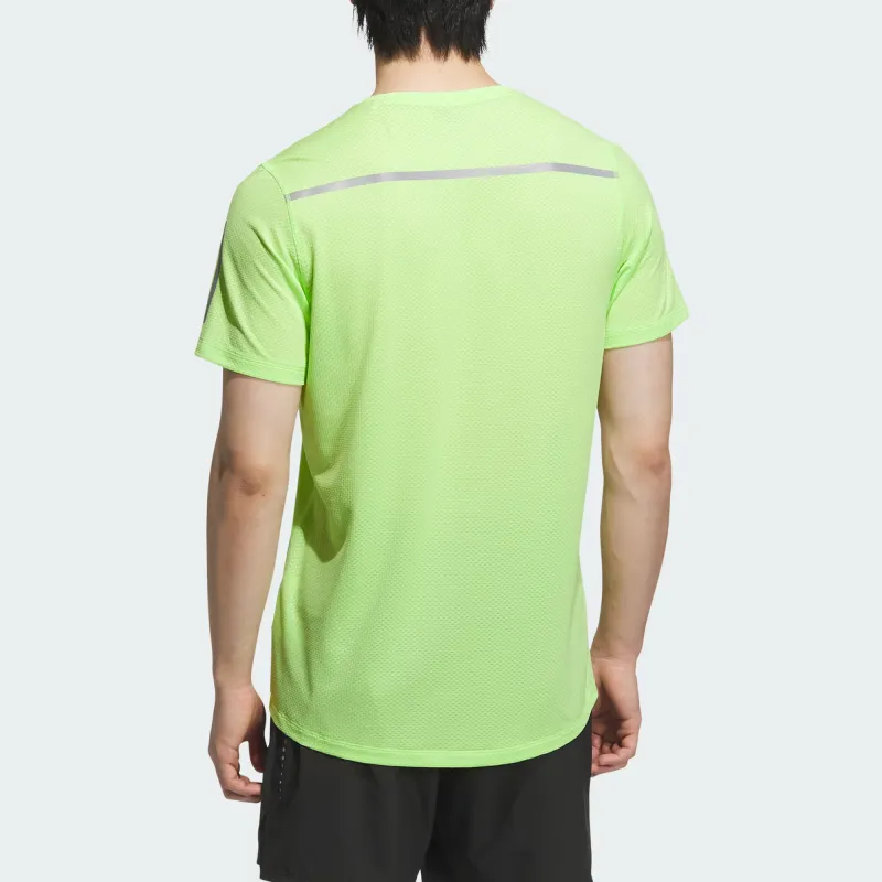 Adidas Own The Run SS25 T Shirt Men's Pulse Lime Green/Dark Silver Gray-2