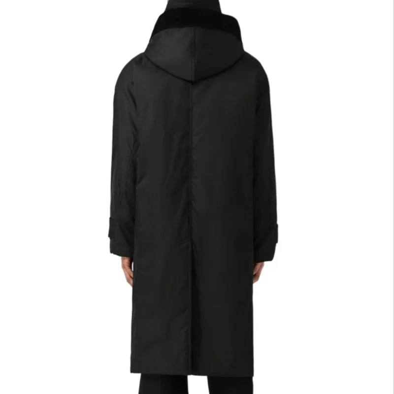 Burberry Corduroy Collar Nylon Twill Hooded Car Coat-2