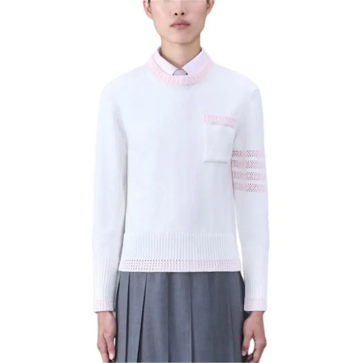 THOM BROWNE 4 Bar Striped Crewneck Knitted Jumper-4