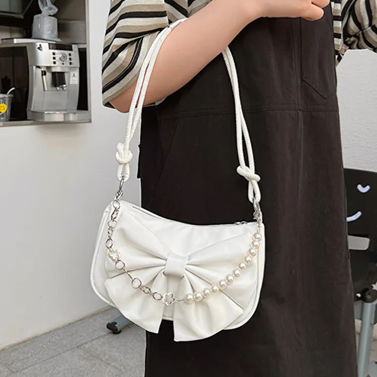 Dusen Kangaroo PU Shoulder Bag Regular Women's Pink/White/Black-10