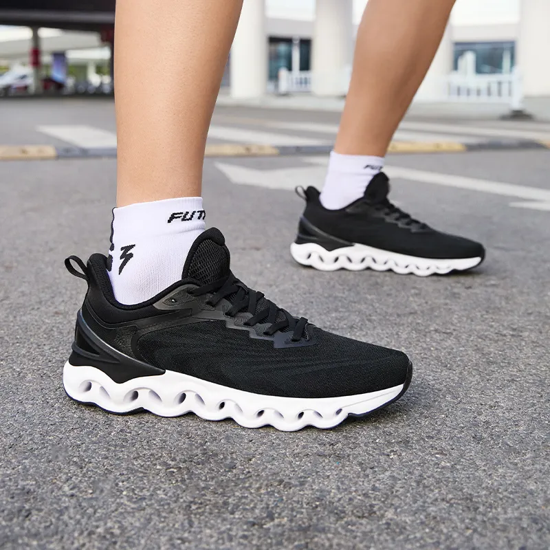 361° Cushioning, Slip Resistant, Abrasion Resistant, Breathable Low Top Running Shoes Men's Black White-4