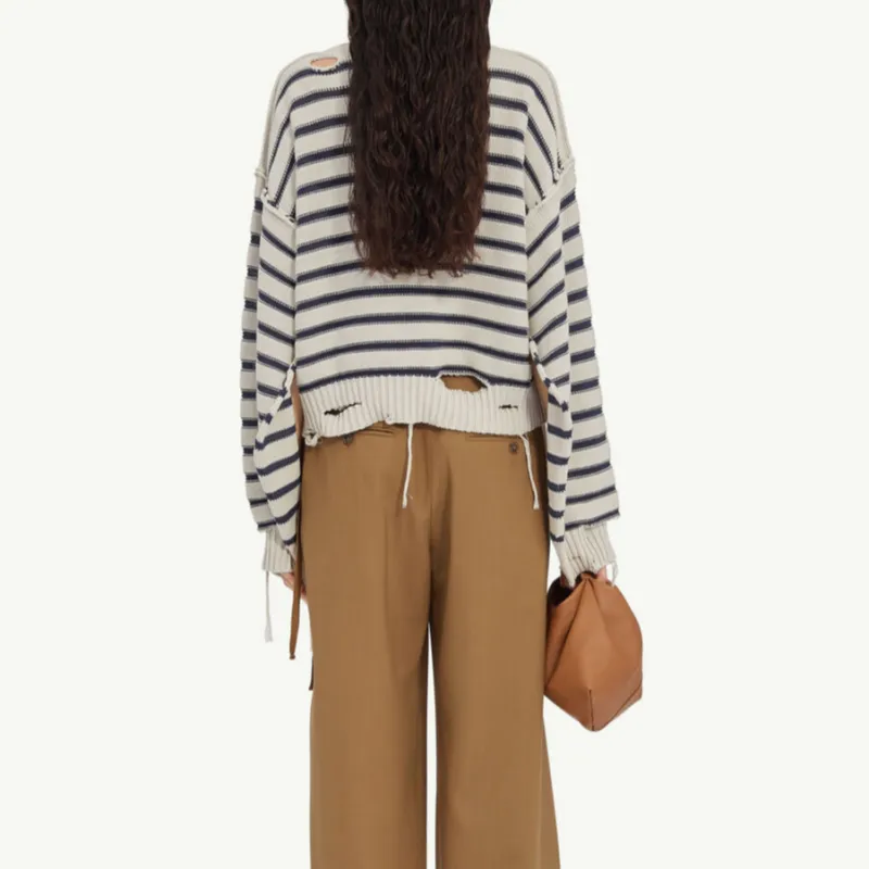 MM6 Maison Margiela Striped Cotton Knit Cardigan-3