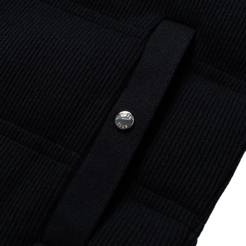HUGO BOSS Regular Fit Gilet In A Ribbed Cotton Blend Vest Men's Black-8
