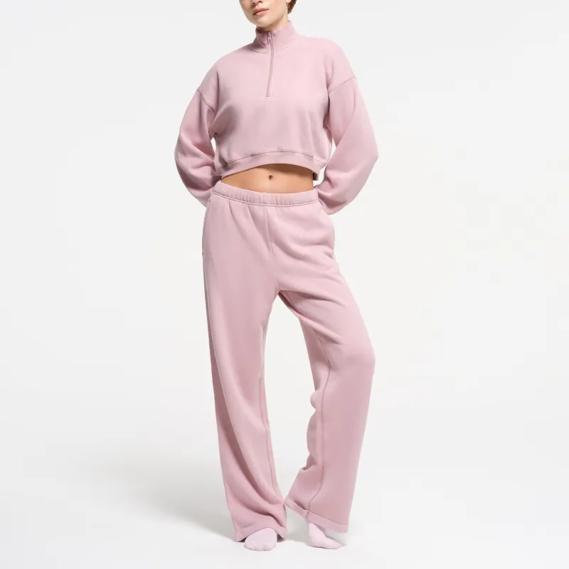 SKIMS FW24 COTTON FLEECE CROPPED HALF ZIP PULLOVER Sweatshirt Women's DUSK/Nightfall Color-2