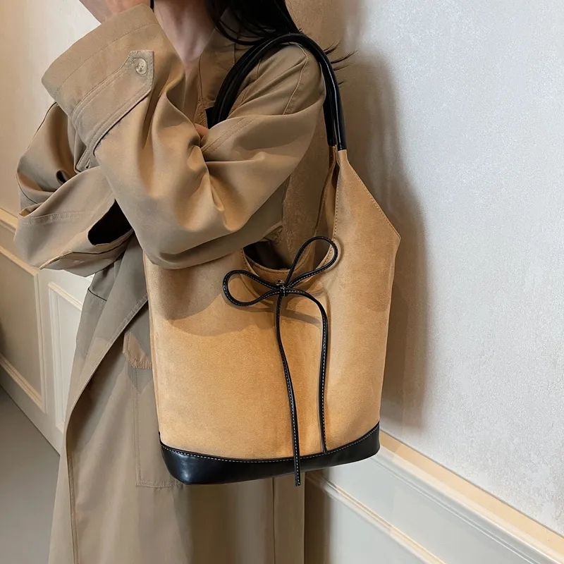 Morellybear Leather Velvet Shoulder Bag Women's Coffee/Brown/Khaki-7