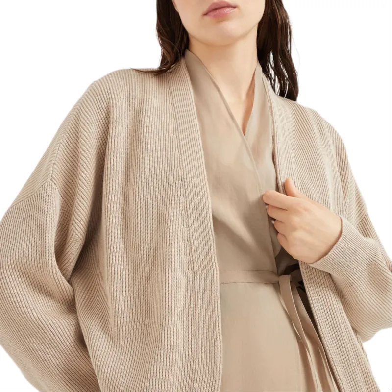 Brunello Cucinelli English Rib Knit And Organza Layered Cardigan-5