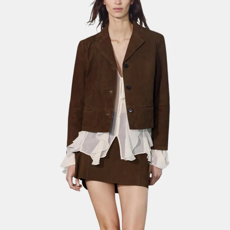 ZARA ZW Series Leather Short Skirts Women's Brown-2