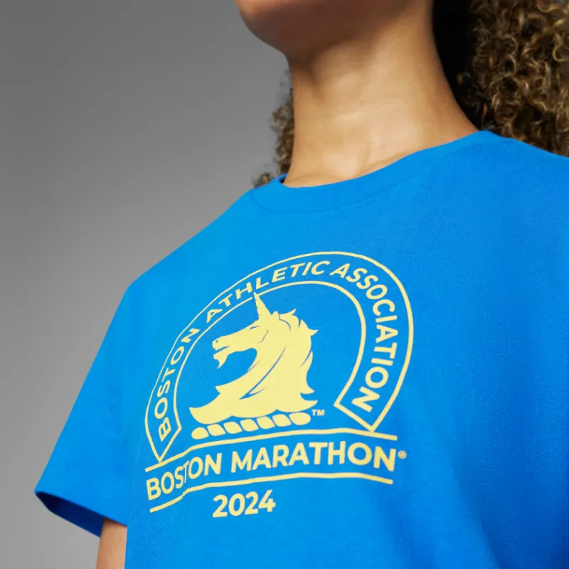 Adidas Boston Marathon T-Shirts Women's Blue-3