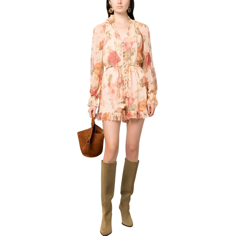 Zimmermann Luminosity Flutter Silk Playsuit-1