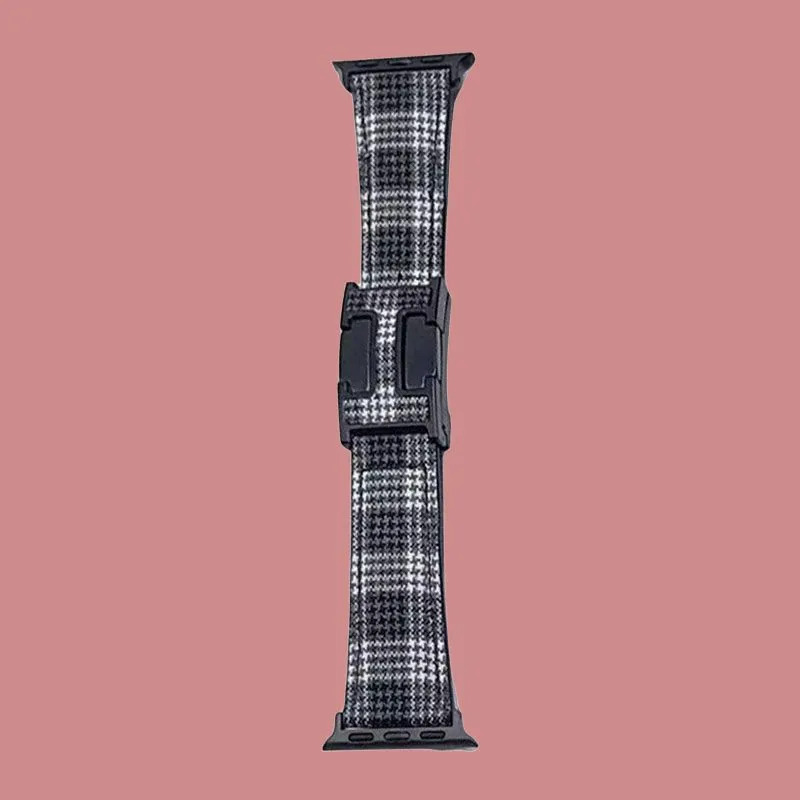 NCFCK Apple Compatibility Watch Band Plaid Material-4