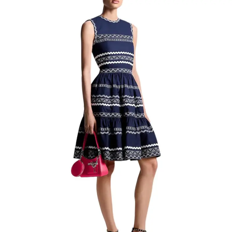 LOUIS VUITTON Graphic Trim Tiered Dress-2