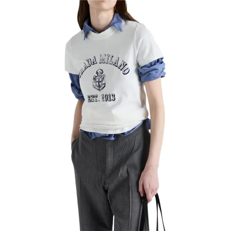 PRADA Logo Printed Short Sleeved T Shirt-2
