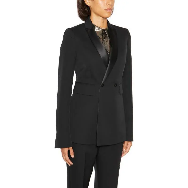 SAPIO Satin Lapel Double-breasted Blazer-2