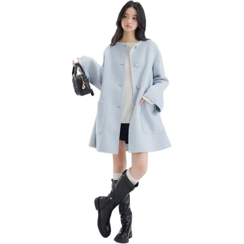 DEAR DEER PUFF Coats Women's Blue-4