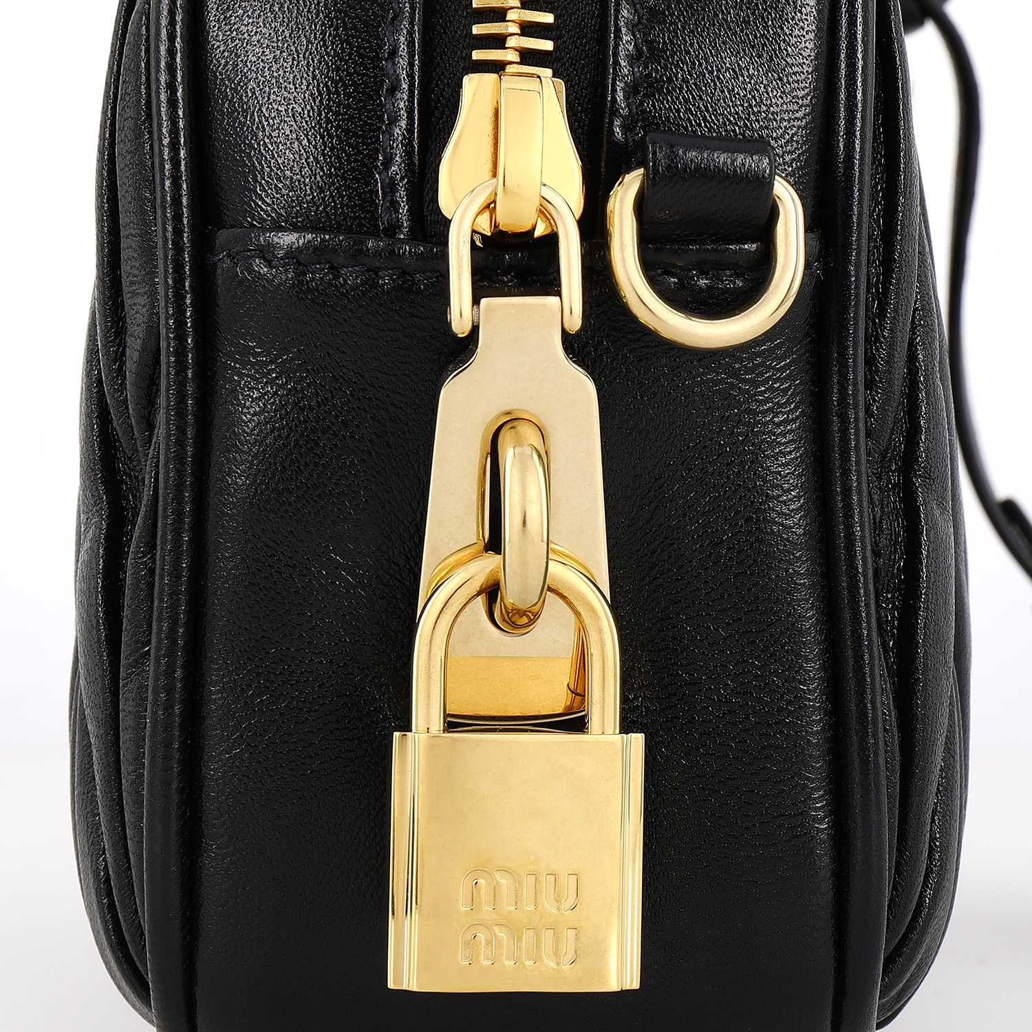 【Miu Miu】 Matelasse Nappa Leather Top Handle Bag Black Miu Miu Matelassé nappa leather top-handle bag for Women